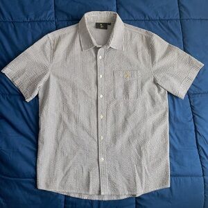 OVO Short Sleeve Seersucker Button Up Shirt Black/ White